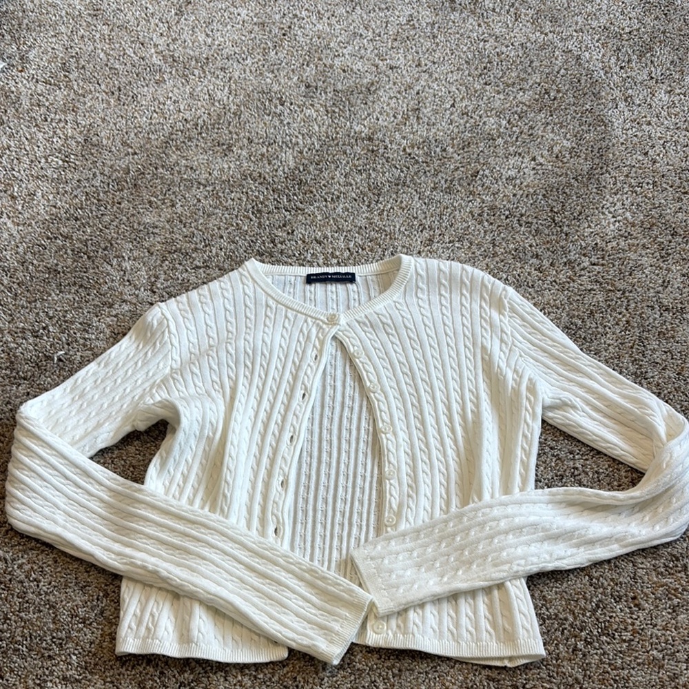 Brandy white cable knit cardigan